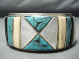 One Of The Best Vintage Native American Navajo Blue Diamond Turquoise Sterling Silver Bracelet-Nativo Arts