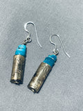 Exceptional Vintage Native American Navajo Blue Gem Turquoise Sterling Silver Earrings-Nativo Arts