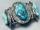 Museum Vintage Native American Navajo Old Morenci Turquoise Sterling Silver Bracelet-Nativo Arts