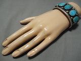 Incredible Vintage Native American Navajo Carico Lake Turquoise Sterling Silver Bracelet Old-Nativo Arts