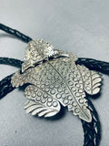 Signed Important Native American Navajo Sterling Silver Toad Bolo Tie-Nativo Arts