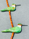 Very Unique Southwestern Gaspeite Corasl Sterling Silver Bird Necklace-Nativo Arts