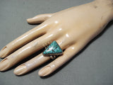 Besy Jerry Stevin Vintage Native American Navajo Pilot Mountain Turquoise Sterling Silver Ring-Nativo Arts