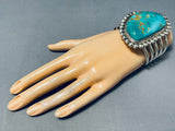 Raymond Nez Vintage Native American Navajo Chunky Turquoise Sterling Silver Bracelet-Nativo Arts