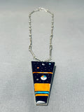 Midnight Sky Native American Navajo Turquoise Kachina Sterling Silver Necklace-Nativo Arts