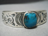 Important Navajoblue Diamond Turquoise Sterling Silver Bracelet-Nativo Arts