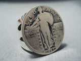 One Of A Kind Navajo Sterling Silver Quarter Ring Native American-Nativo Arts