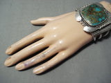 One Of Best Vintage Native American Navajo Squared Royston Turquoise Sterling Silver Bracelet-Nativo Arts