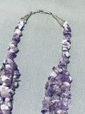 Native American Very Unique Navajo Amethyst Sterling Silver Turquoise Necklace-Nativo Arts
