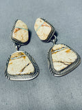 Natural Turquoise Vein Vintage Native American Navajo Sterling Silver Earrings-Nativo Arts