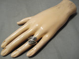 Rare Earlier Vintage Native American Navajo Hopi Swirling Geometric Sterling Silver Ring Old-Nativo Arts