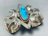 Outstanding Vintage Native American Hopi Morenci Turquoise Sterling Silver Bracelet Signed-Nativo Arts