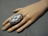 Remarkable Native American L Kay Sterling Silver Concho Ring Old-Nativo Arts
