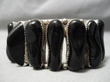 Native American Best Vintage Santo Domingo Onyx Sterling Silver Bracelet Old-Nativo Arts