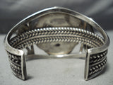 Opulent Vintage Native American Navajo Swirl Sterling Silver Turquoise Bracelet Old-Nativo Arts
