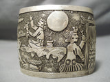 Detailed Becenti Family Native American Navajo Sterling Silver Intricate Bracelet-Nativo Arts