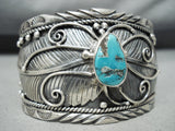 Huge Leaf Vintage Native American Navajo Turquoise Sterling Silver Bracelet-Nativo Arts
