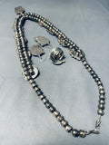 Gasp! Vintage Native American Navajo Turquoise Sterling Silver Necklace Earrings Ring Set-Nativo Arts