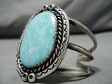 Superior Vintage Native American Navajo Carico Lake Turquoise Sterling Silver Bracelet Old-Nativo Arts
