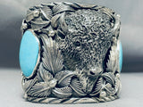 Strong Buffalo 241 Grams Native American Turquoise Sterling Silver Bracelet-Nativo Arts