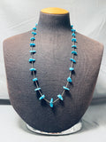 Amazing Vintage Native American Navajo Kingman Turquoise Silver Heishi Necklace-Nativo Arts