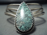 Fabulous Nez Native American Navajo Spiderweb Turquoise Sterling Silver Bracelet Signed-Nativo Arts