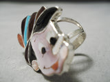 Detailed Native American Sterling Silver Turquoise Pinocchio Disney Ring-Nativo Arts