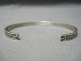 Native American Detailed Peshlakai Sterling Silver Hand Tooled Vintage Bracelet-Nativo Arts