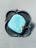 Impressive Vintage Native American Navajo #8 Turquoise Mine Sterling Silver Ring-Nativo Arts