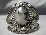 One Of The Best Vintage Native American Navajo Petrified Wood Sterling Silver Bracelet Old-Nativo Arts