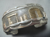 Dynamic Vintage Zuni Sterling Silver & 14k Gold Bracelet Native American Old-Nativo Arts
