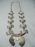 Intricate Women's Vintage Native American Zuni Turquoise Sterling Silver Squash Blossom Necklace-Nativo Arts