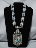 One Of Best Vintage Navajo Turquoise Sterling Silver Native American Necklace-Nativo Arts
