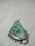 Huge Vintage Native American Navajo Blue Thunder Turquoise Sterling Silver Necklace Old-Nativo Arts