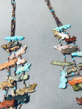 Newsworthy Vintage Native American Zuni Turquoise Sterling Silver Fetish Necklace-Nativo Arts