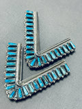Important Native American Navajo Signed Turquoise Teardrop Sterling Silver Collar Pins-Nativo Arts