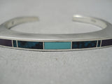 Important Ray Tracey Vintage Native American Navajo Turquoise Sterling Silver Inlay Bracelet-Nativo Arts