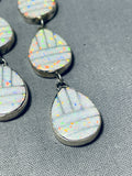 Exquisite Native American Navajo Synth. Opal Sterling Silver Earrings-Nativo Arts
