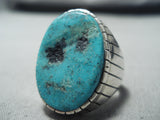 Incredible Vintage Native American Navajo Kingman Turquoise Sterling Silver Ring-Nativo Arts