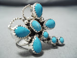 Charming Native American Navajo Sleeping Beauty Turquoise Sterling Silver Dragonfly Ring-Nativo Arts