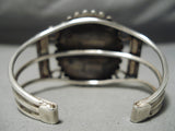 Vivid Moonlight Lapis Vintage Native American Navajo Sterling Silver Swirl Bracelet Old-Nativo Arts