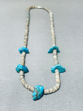 Native American Superb Vintage Santo Domingo 5 Kingman Turquoise Shell Heishi Necklace-Nativo Arts