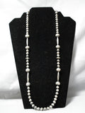 Very Old Hand Tooled Vintage Native American Navajo Sterling Silver Bead Necklace Old-Nativo Arts