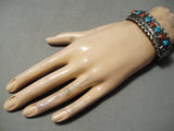 Thick Heavy Vintage Native American Navajo Angie Miller Turquoise Sterling Silver Bracelet-Nativo Arts