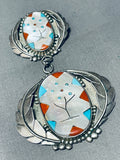 Massive Vintage Native American Zuni Turquoise Inlay Sterling Silver Tree Pendant Pin-Nativo Arts