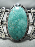 Rare Vintage Native American Navajo Carico Lake Turquoise Twist Sterling Silver Bracelet-Nativo Arts