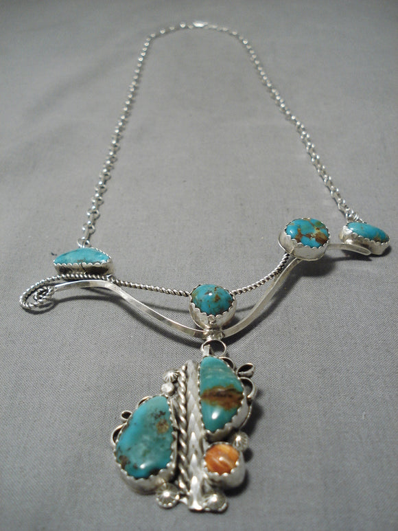 Liz Pm Vintage Navajo Royston Turquoise Sterling Silver Native American Necklace-Nativo Arts