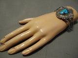 Incredible Vintage Native American Navajo Morenci Turquoise Sterling Silver Bracelet Old Cuff-Nativo Arts