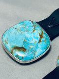 Huge Turquoise Chunk Native American Navajo Signed Sterling Silver Concho Belt-Nativo Arts