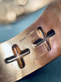 Heavy Detailed Cross Native American Navajo Important Copper Bracelet Cuff-Nativo Arts